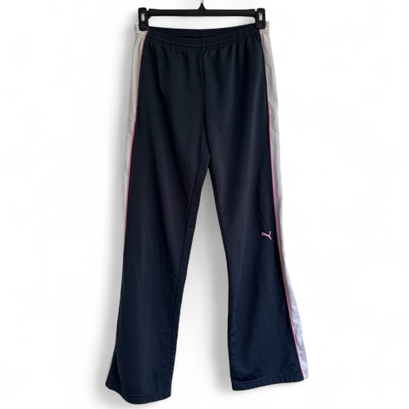 Puma Track Pants Flare Leg Athletic Stripe Retro Y2K Activewear Navy Pink Medium - Picture 3 of 8